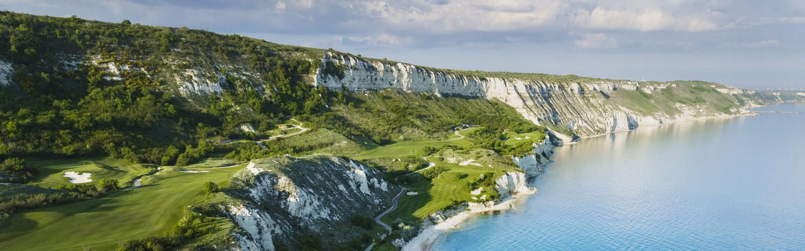 Thracian Cliffs golf course on white clifftops above the Black Sea in Bulgaria